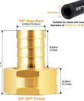 Solid Brass Garden Hose Fittings Female Three Quarters Inch GHT Barb Adapters Pack Of Four With Rubber Rings For Leak Free Durable Easy Install Water System Connections, 5/8 hose barb dimensions