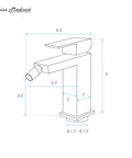Technical drawing of Concorde Bidet Faucet In Brushed Gold Solid Brass Single Hole Install 1.2 GPM Flow Easy One Handle Control