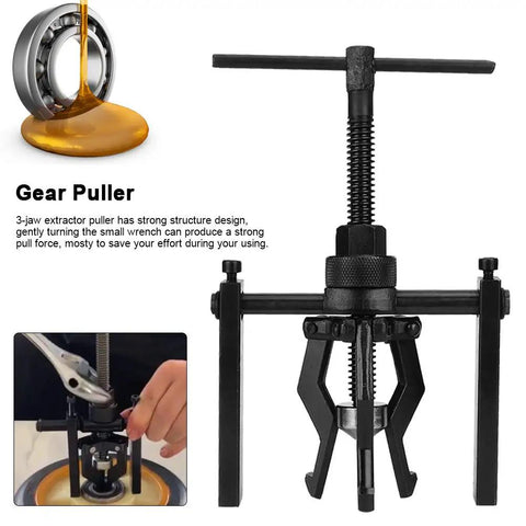 Three Jaw Gear Puller Bearing Extractor Tool Kit For Engine Repair Removing Stubborn Pilot Types Fast No Drama For Shop Crew Using Solid Build To Handle Pump Specs Within Set Range To Nail The Job Every Chance You Have., black carbon steel 3-jaw gear puller, 16-38 mm, for bearing removal
