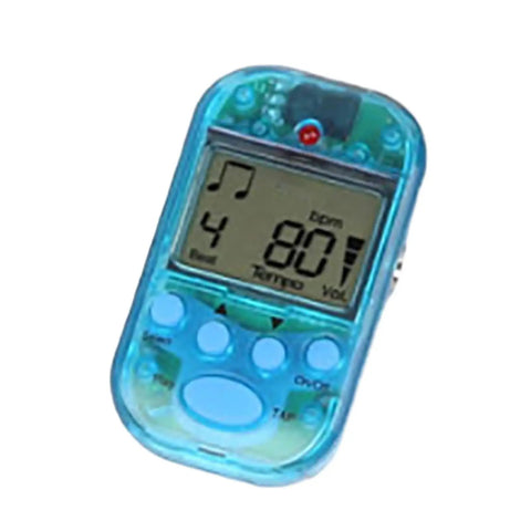 Clip On Pocket Metronome With LCD Display Portable Digital Beat Generator For Guitar Piano Violin And More Easy On The Go Rhythm Training Accurate Tempo Compact Practice Tool, blue color, front view