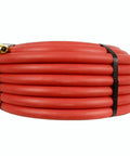 Badass 50 Foot Red Rubber Air Hose Delivers Knockout Durability and Sweet Flex for Your Shop with Dual Quarter Inch Male NPT Fittings