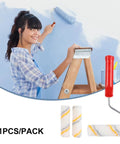 Hassle Free Mini Wall Paint Roller With Dense Wool Cover For Seamless Door And Baseboard Trim Projects Quick Setup Do It Yourself House Painting Supplies Delivers A Flawless Finish Every Single Time, user painting blue wall.