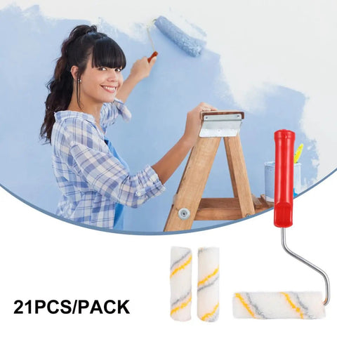 Hassle Free Mini Wall Paint Roller With Dense Wool Cover For Seamless Door And Baseboard Trim Projects Quick Setup Do It Yourself House Painting Supplies Delivers A Flawless Finish Every Single Time, user painting blue wall.