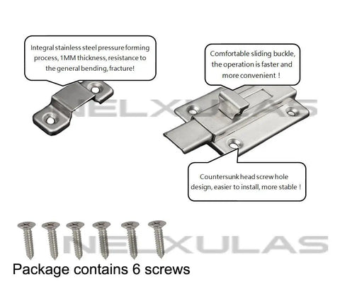 Stainless Steel Door Latch Sliding Lock Barrel Bolt 4.2 Inch Heavy Duty Security Latch For Doors with screws included