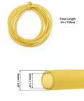 Yellow natural latex surgical tubing; 3/8 in OD by 1/4 in ID, 10 ft long (front view).