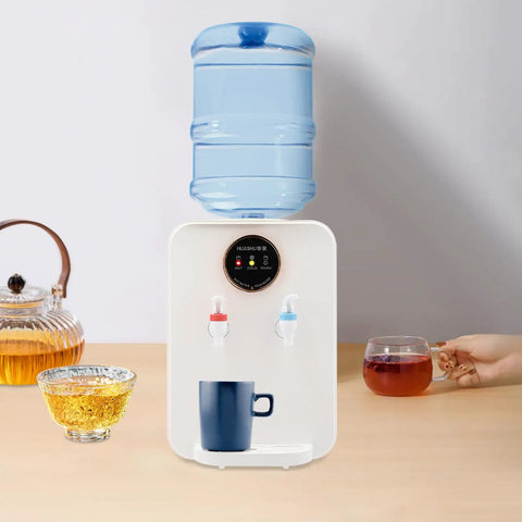 Countertop Water Cooler Dispenser For Home Or Office, Top Loading Hot And Cold Water, Fits 1.19 To 4.99 Gallon Jugs, LED Indicators