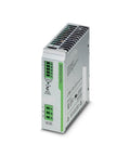 Heavy Duty Industrial AC To DC Switching Power Supply Delivering Steady 24 Volts For Automation Gear Built Tough, side view.