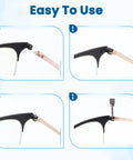 Gold Eyeglasses Repair Kit With Temple Arms Replacement Parts And Soft Nose Pads Plus Compact Screwdriver For Broken Frames illustrated steps for easy use.