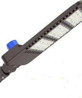 Beefed Up 36000 Lumen LED Parking Lot Lights With Dusk To Dawn Photocell, adjustable slip fitter shown at an angle