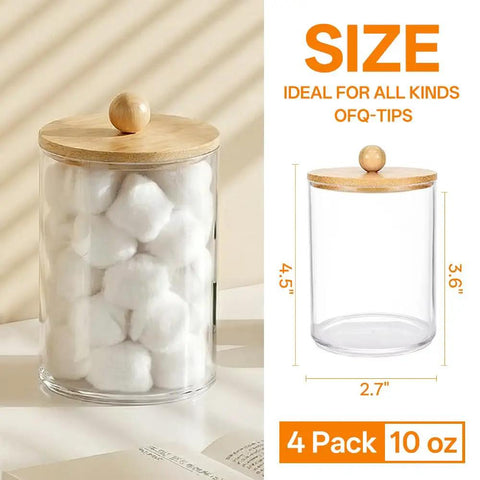 Clear Stackable Storage Drawers And Q Tip Holder Dispenser With Bamboo Lids Space Saving Pro Grade Acrylic Drawer Containers Plastic Organizer Bins For Makeup Bathroom Cabinets Undersink