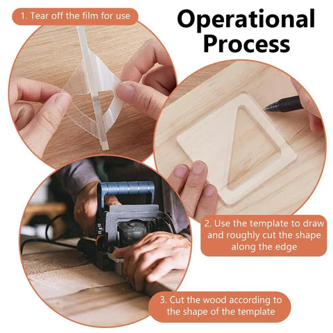 Operational process of High Density Acrylic Charcuterie Board Templates Six Piece Router Stencil Set with grippy handles for woodworking.