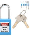 Heavy Duty Safety Lockout Tagout Padlock Size 1.5 Inches Six Pack Blue Nylon And Steel Body For Industry Use Where You Want Serious Security And Reliable Performance Without Breaking The Bank While Ensuring Safety Protocols Work Properly Always, blue padlock with keys