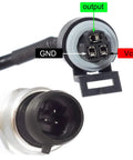 Front view of AUTEX 200 psi stainless steel pressure transducer with 1/8-27 NPT thread and 3-pin connector