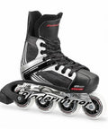 Youth Hockey Inline Skates Adjustable Four Size Fit With Lace Closure, Felt Padded Tongue, Aluminum Frame, Black And White Design