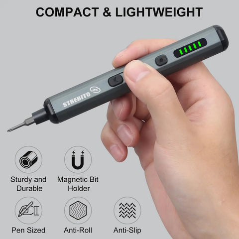 Badass Mini Electric Screwdriver Set With 70 Precision Bits And Five Variable Torque Settings For Delicate Gadget Repair and Heavy Duty Household Jobs That Are Super Tight And Ridiculously Reliable, compact and lightweight design.
