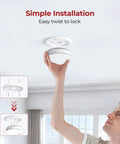 Simple installation of Ten Year Sealed Battery Operated Smoke Detector With Voice Alert, Photoelectric Sensor And Bright LED Indicators For Home Safety, A No Hassle Fire Alarm System For Living Room, Kitchen And Hallways on ceiling