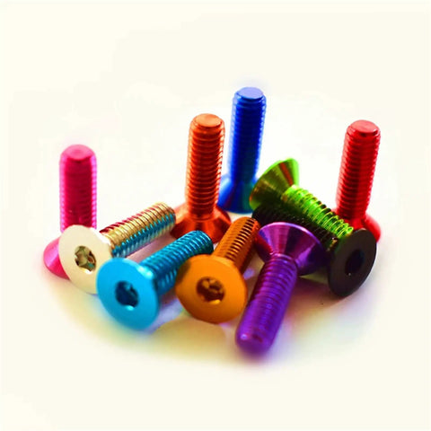 10 Pack Aluminum Flat Head Screws With Hex Socket Countersunk Drive M3 M4 M5 And M6 Sizes In Orange Finish M3x12 Machine Screws