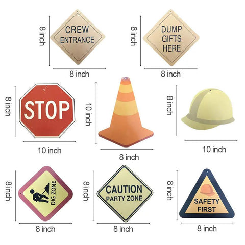 30 Count Construction Signs Hanging Swirl Decorations Party Decor For Builders Birthday That Slaps Stop Crew Entrance Safety First Helmet Roadblock Theme Gift Idea For Kids Who Love Construction Signs