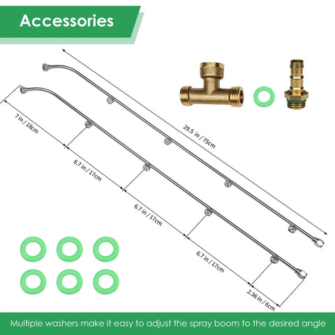 Accessories for Ten Nozzles Metal Sprayer Boom Wand With Three Eighth Inch Brass Barb including washers and fittings
