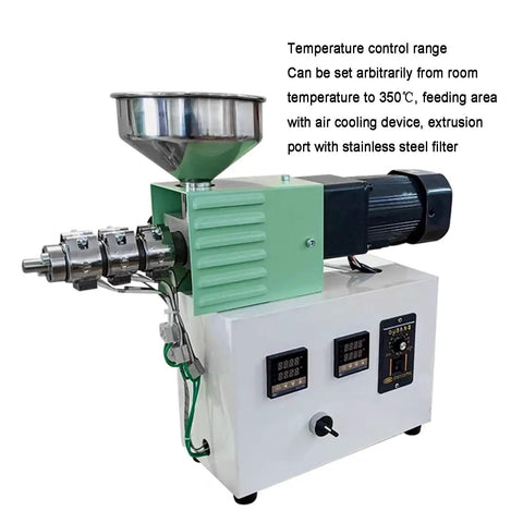 Desktop 3D Printer Filament Extruder Converts Plastic Waste Into Reliable Filament Supports ABS PLA PETG TPU With Tough Steel Screw, showing control panel and hopper.