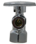 Front view of One Half Inch Female NPT to Three Eighths Inch OD Compression Angle Ball Valve, Two Piece Plumbing Fitting for Smooth Water Flow