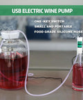 USB Powered Siphon Pump For Home Brewing And Beverage Transfer, Self Priming, 5V, connected to containers with liquid, using 6.5-foot food grade hose.
