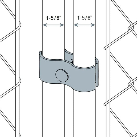 Illustration of Ten Pack Chain Link Fence Clamps For 1 5 8 Inch Round Rails And Posts, Dog Kennel Panel Clamp For Round Pipe Frames.