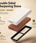 Double Sided Sharpening Stone featuring 3000#/8000# grit, includes non-slip silicone base for stability and precision.