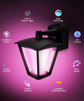 Smart Outdoor Wall Lantern With GFCI Outlet RGBW Color Changing Porch Light App Control And Alexa Compatible Music Sync With 16 Million Colors.