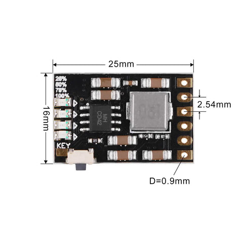 No Cap Needed On This Hella Sharp 6 Pack Of 2A 5V Charge Discharge Integrated Modules With 4 In 1 Lithium Battery Protection And Bright Level Indicator, close-up view of Module dimensions.