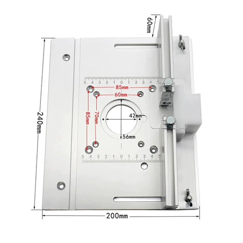 Heavy Duty Aluminum Router Table Insert Plate With Precision Center Bushing Flip Top Mount Built Like A Tank For Zero Hassle Woodworking and detailed measurements.