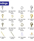 Display of Jewelry Findings Kit With 2880 Pieces Including Open Jump Rings, Lobster Clasps, Crimp Beads, Screw Eye Pins, Head Pins, Earring Hooks, and Earring Backs for DIY Jewelry Making