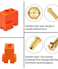 Hotend Upgrade For Vyper And Kobra Series 3D Printers, orange silicone sock, brass volcano nozzles, smooth inner-wall