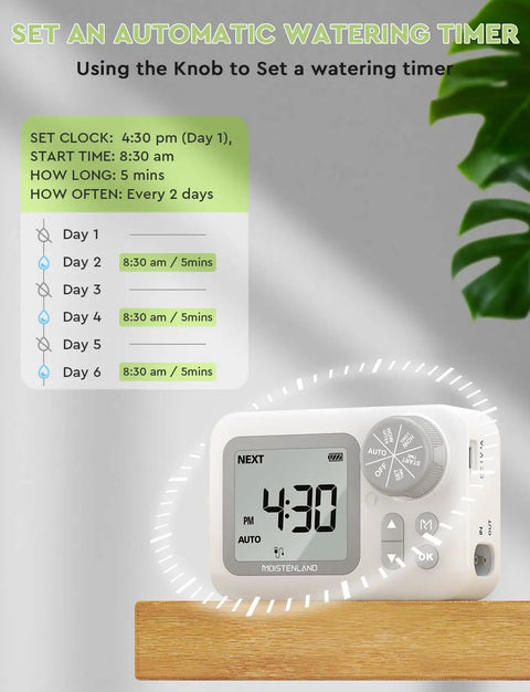 Automatic Watering System For 15 Potted Indoor Houseplants With No Fuss Digital Programmable Timer showing schedule and settings