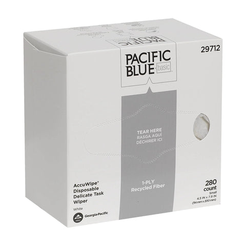 AccuWipe Delicate Task Wipe box, white 1-ply, recycled fiber, 280-count, Georgia-Pacific
