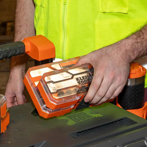 Person handling KNECT 15-Piece Pass Through Socket Set For SAE And Impact Drivers With MODbox Case