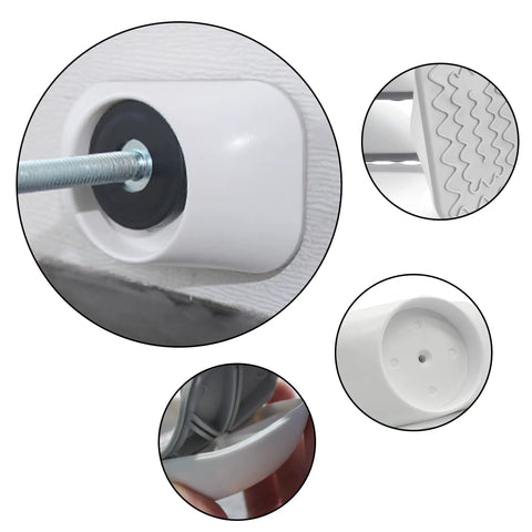 Hella Sturdy Baby Gate Extender Kit Four Pack M8 Threaded Spindle Rods, close-up of wall guard and screw connection.