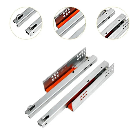 Heavy Duty Drawer Slides Two Pack Metal Bottom Mount Concealed Hardware Easy Install No Fuss Push To Open Mechanism Hidden Under Drawers For Sleek Cabinet Aesthetics And Maximized Internal Space, 45 cm metal slides