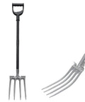 46 Inch Long Heavy Duty Garden Fork with 35 Inch Metal Handle and 4 Tine Carbon Steel Head for Easy Yard Work Digging Compost