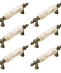 Ceramic Cabinet Pulls Marble Pattern 3 Inch Center Holes Antique Brown Granite Look Drawer Knob Pulls With Screws Pack Of 6