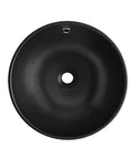 Top view of Sublime Round Vessel Sink In Matte Black With Above Counter Installation, Durable Non Porous Scratch Resistant Ceramic