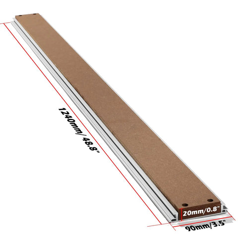 Single slat from 1010 Aluminum and MDF Hybrid Spoilboard Table for CNC Router ProVerXL 4030 to 1010 XY Axis Extension Kit, showing dimensions.
