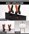Straight Up Badass Six Piece Wood Clamping Kit Featuring Quick Release Bar Grips and Heavy Duty Spring Tools for woodworking and photography projects.
