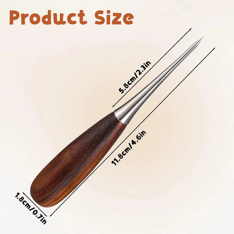 Heavy Duty Leather Working Awl, 4.6 inch size and walnut handle, designed for precise marking in bookbinding and woodworking.