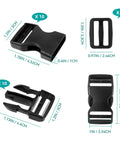 10 Pack 1 Inch Plastic Buckles For Straps With 20 Tri Glide Slide Clips Quick Side Release Fits 1 Inch Nylon Webbing Canvas Straps Black Durable