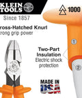 General Purpose Insulated Tool Kit 1000-Volt Rated 22-Piece Set close-up of insulated pliers with cross-hatched grip