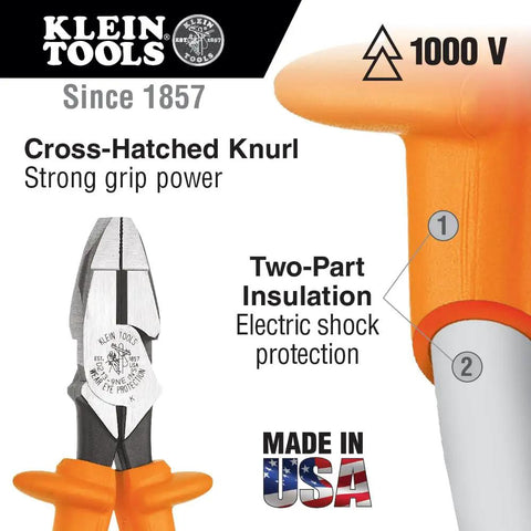 General Purpose Insulated Tool Kit 1000-Volt Rated 22-Piece Set close-up of insulated pliers with cross-hatched grip