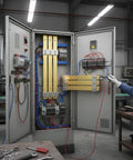 Technician working on a control panel with Solid Brass Flat Bar Stock 2mm Thick 500mm Long Rectangular Brass Plate for wiring.
