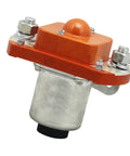 Heavy Duty Contactor Solenoid Built Tough DC 72 Volt 600 Amp Switch For Golf Cart showing close-up angle with an orange top and silver body.