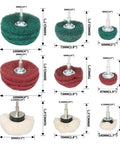 10 Piece Nonwoven Abrasive Buffing Wheel Set With One Quarter Inch Shank For Polishing And Surface Prep in various sizes